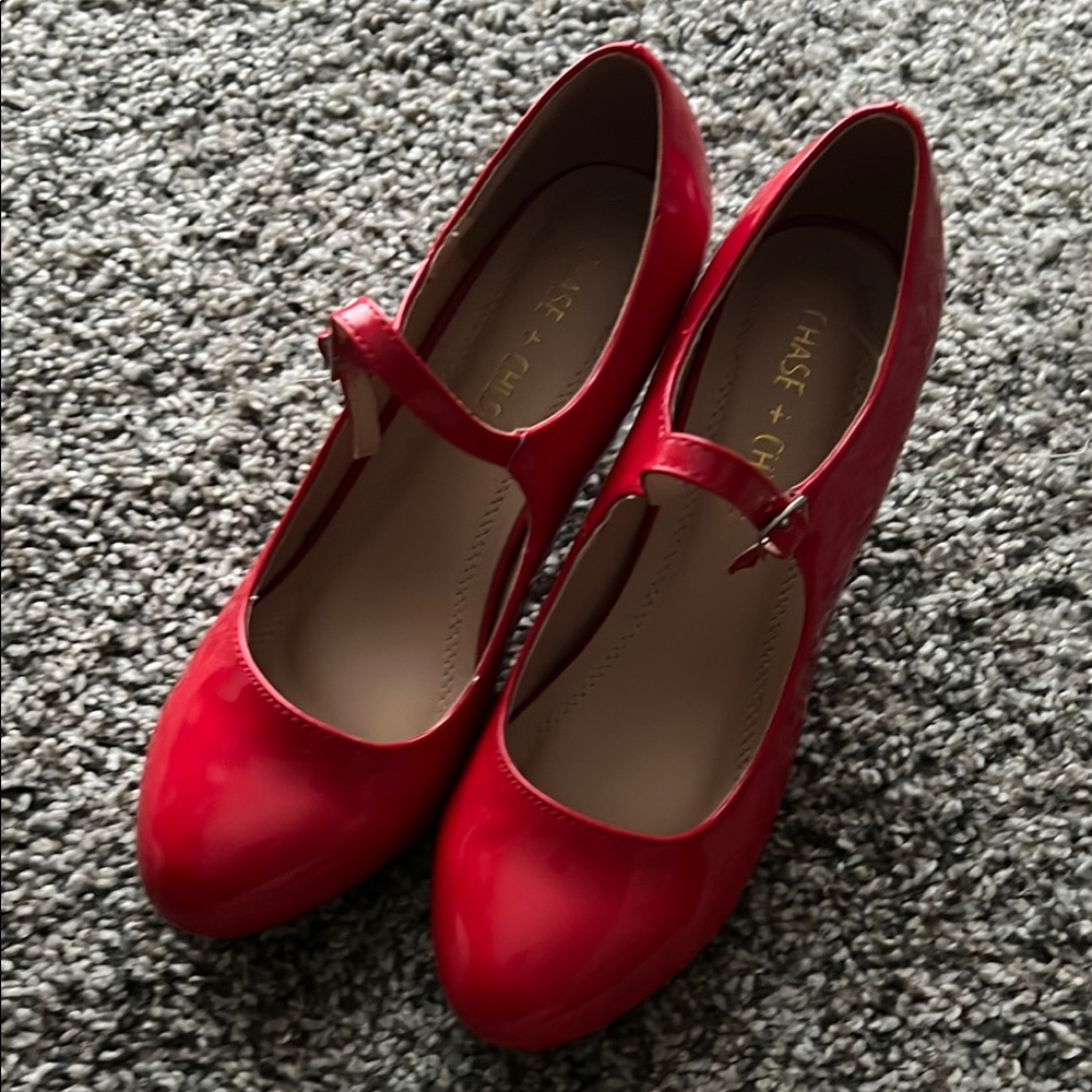 Patent Red Mary Jane Heels